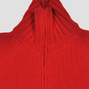 Chunky Zip Merino Cardigan with Side Pockets in Red