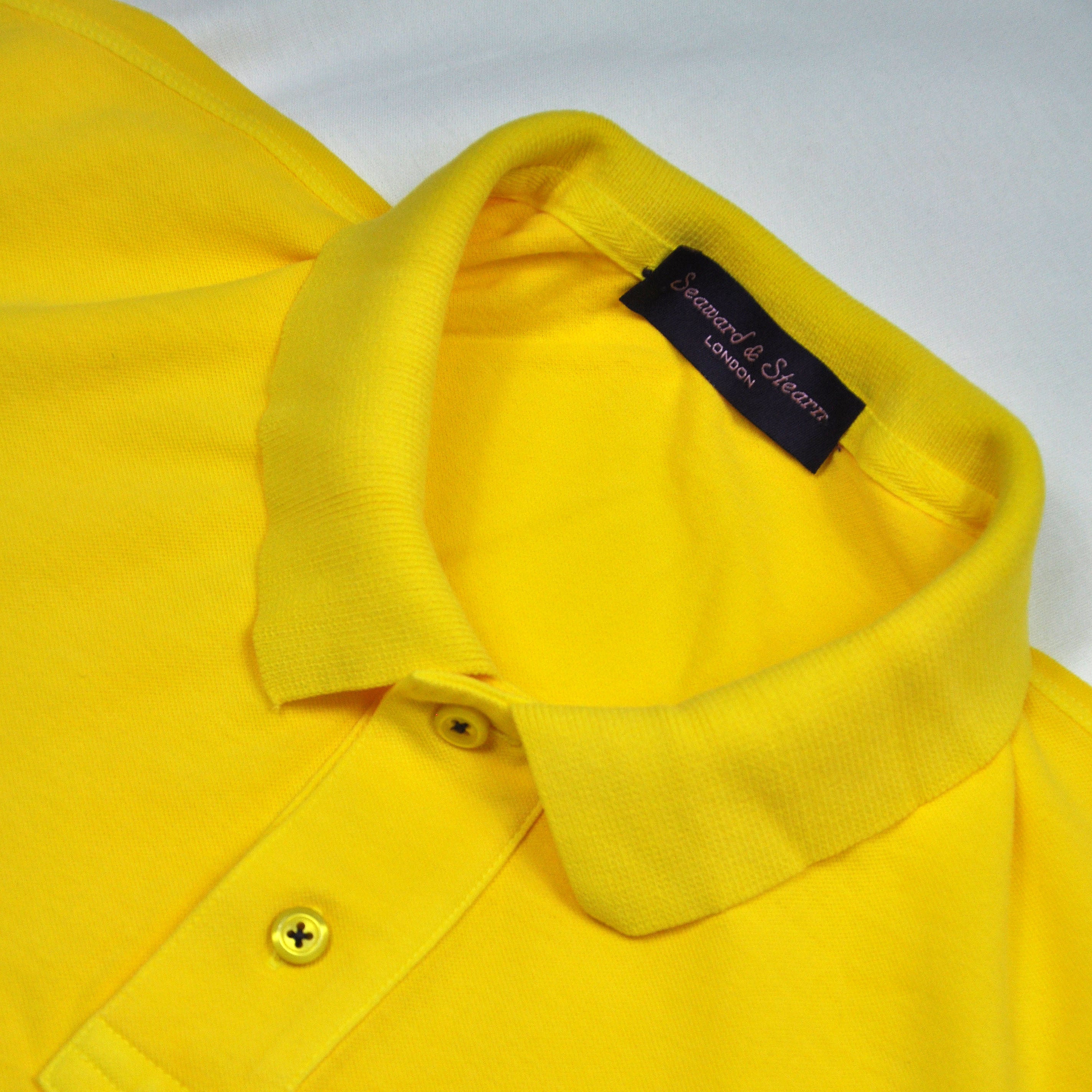 Fine Pique Cotton Polo Shirt in Summer Yellow