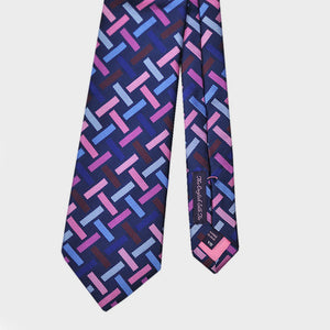 Zig & Zag Geometrics Woven Silk Tie in Blues & Pinks