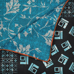 Geo's & Flora Reversible Panama Silk Pocket Square in Dark Brown & Teal