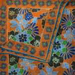 Flower Garden Cotton & Cashmere Pocket Square in Ochre & Blue