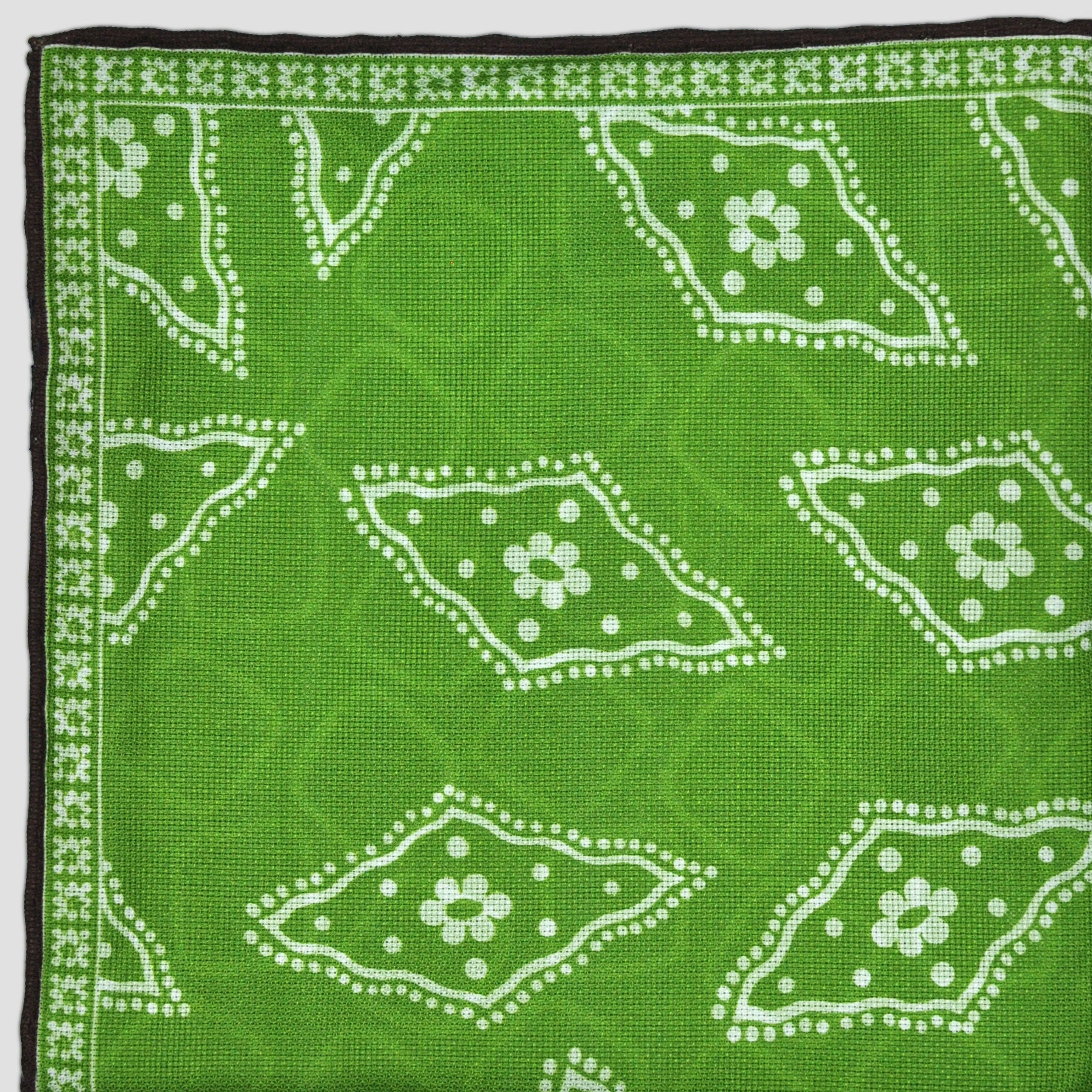 Florets & Geo's Reversible Panama Silk Pocket Square in Lime