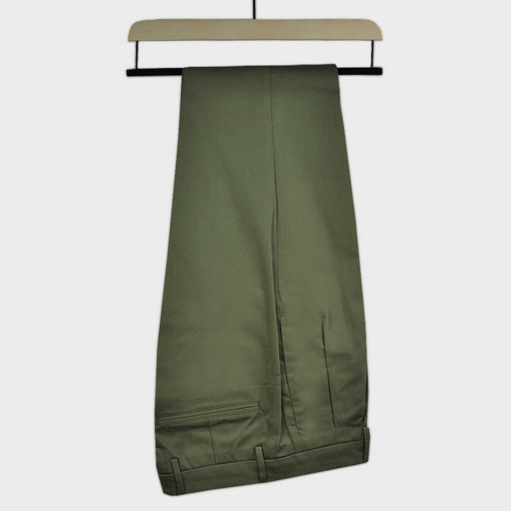 Smart Single Pleat Trouser in Dark Olive