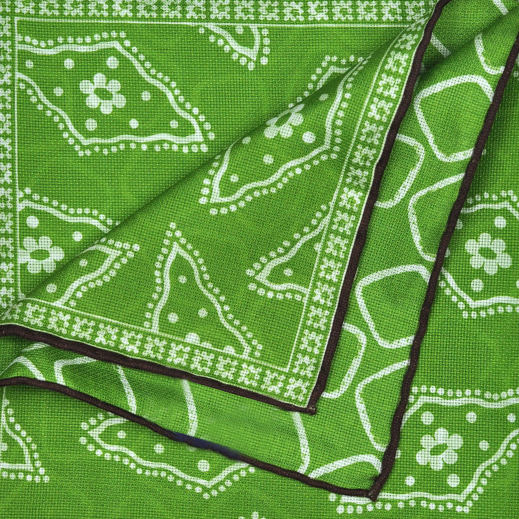 Florets & Geo's Reversible Panama Silk Pocket Square in Lime