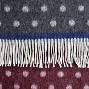 Wool Spots and Colours Winter Scarf Greys, Reds & Blues