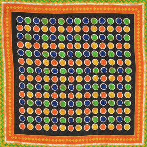 Dots & Paisley Reversible Panama Silk Pocket Square in Orange & Brown