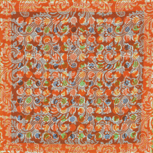 Dots & Paisley Reversible Panama Silk Pocket Square in Orange & Brown