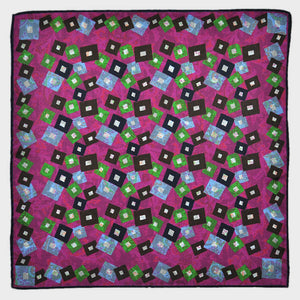 Squares & Paisley Reversible Panama Silk Pocket Square in Pink & Brown