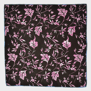 Geo's & Flora Reversible Panama Silk Pocket Square in Pink & Brown