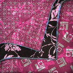 Geo's & Flora Reversible Panama Silk Pocket Square in Pink & Brown