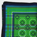 Geo's & Stripes Reversible Panama Silk Pocket Square in Blue & Green
