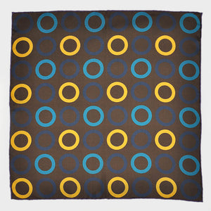 Groovy Hoops English Silk Pocket Square in Brown