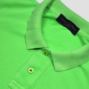 Fine Pique Cotton Polo Shirt in Neon Green