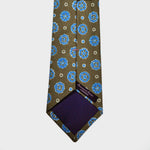 Olive and Cobalt Blue Funky Floret Silk Tie