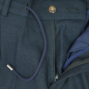 Linen Short with Drawstring in Navy