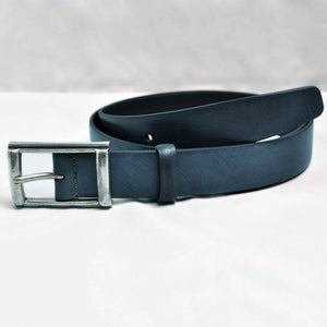 Blue Chestnut Smooth Leather Belt with Brass Buckle