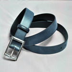 Blue Chestnut Smooth Leather Belt with Brass Buckle