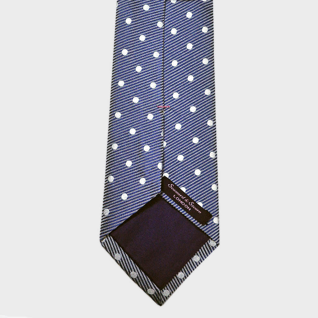 Classic Polka Dot Super Reppe Silk Tie in Mellow Blue