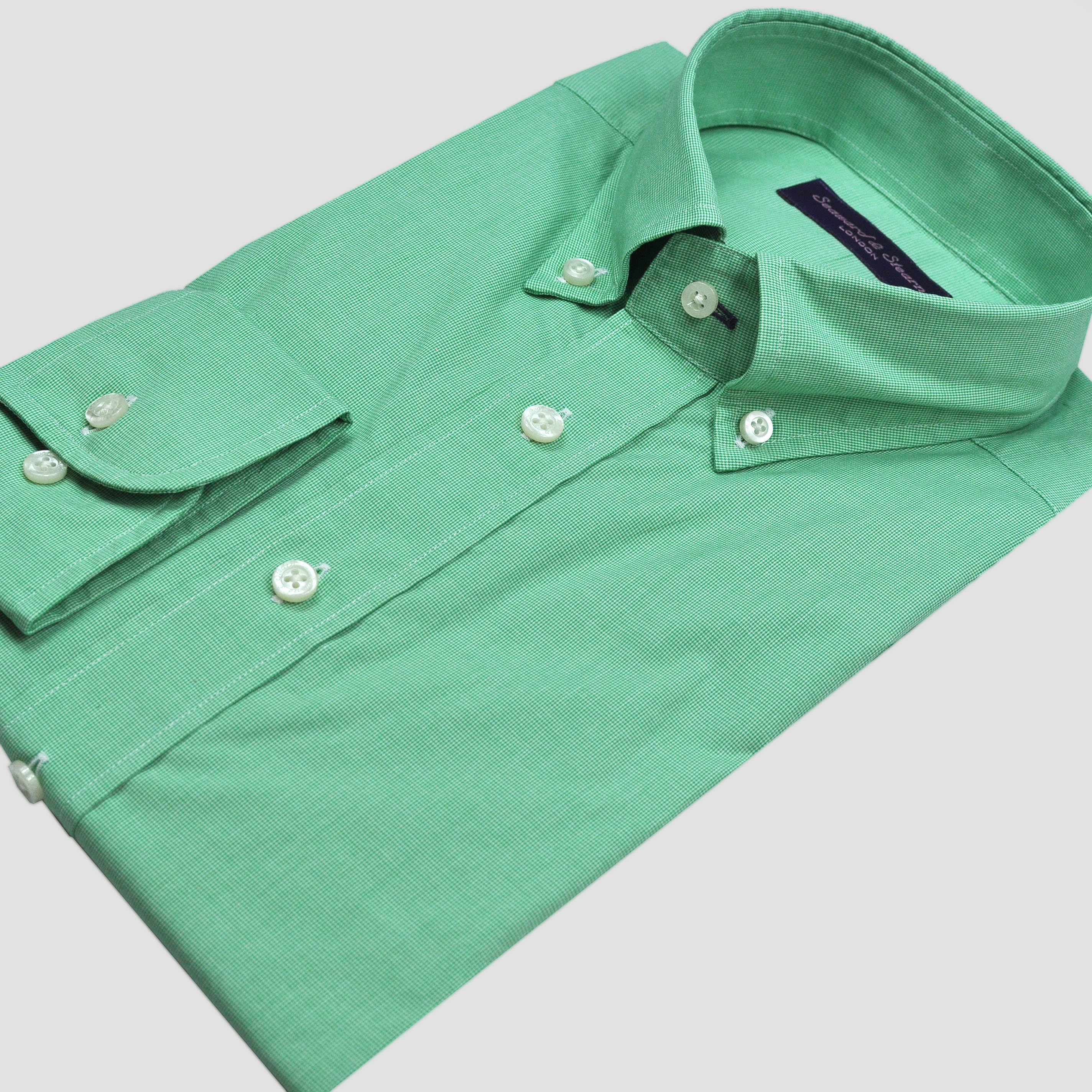 Button Down Natte Texture Shirt in Green