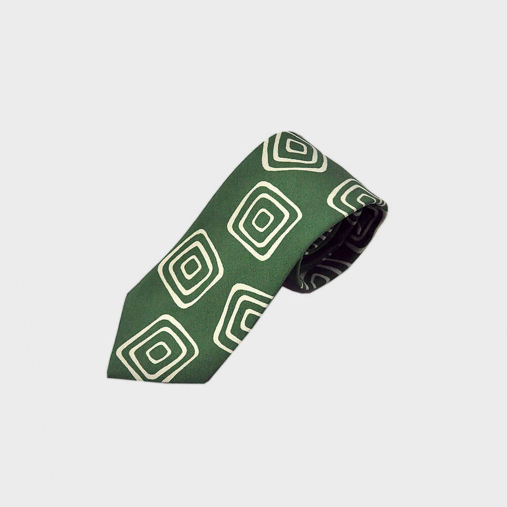 The Groovy Square Silk Tie in Lime & White