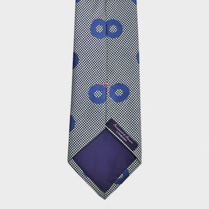 Hoops on Puppy Tooth Silk Tie in Blue