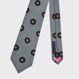 Hoops on Puppy Tooth Silk Tie in Brown