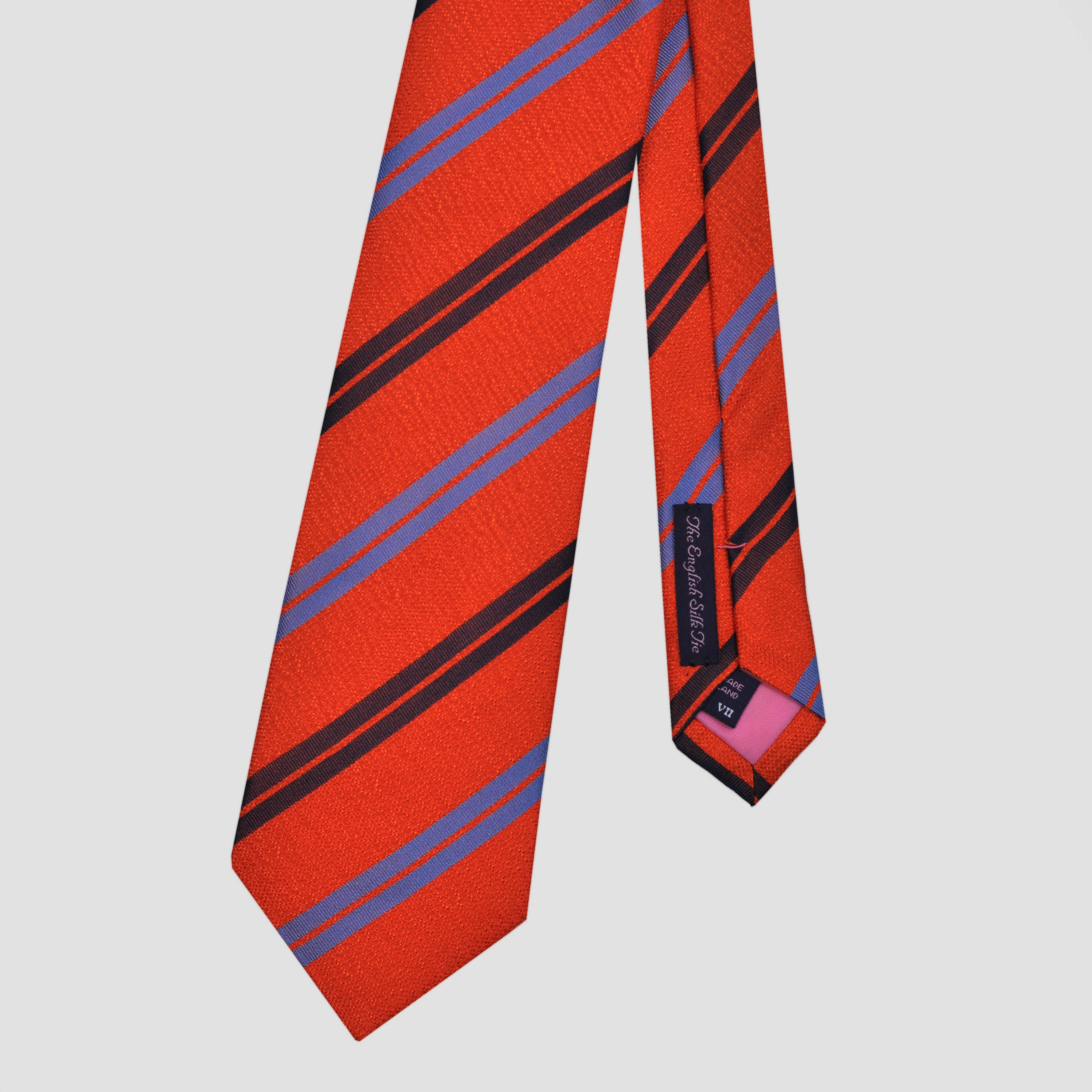 Blue & Orange Stripes Tussah Silk Tie