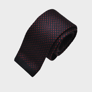 Speckle Silk Knitted Tie in Navy & Red