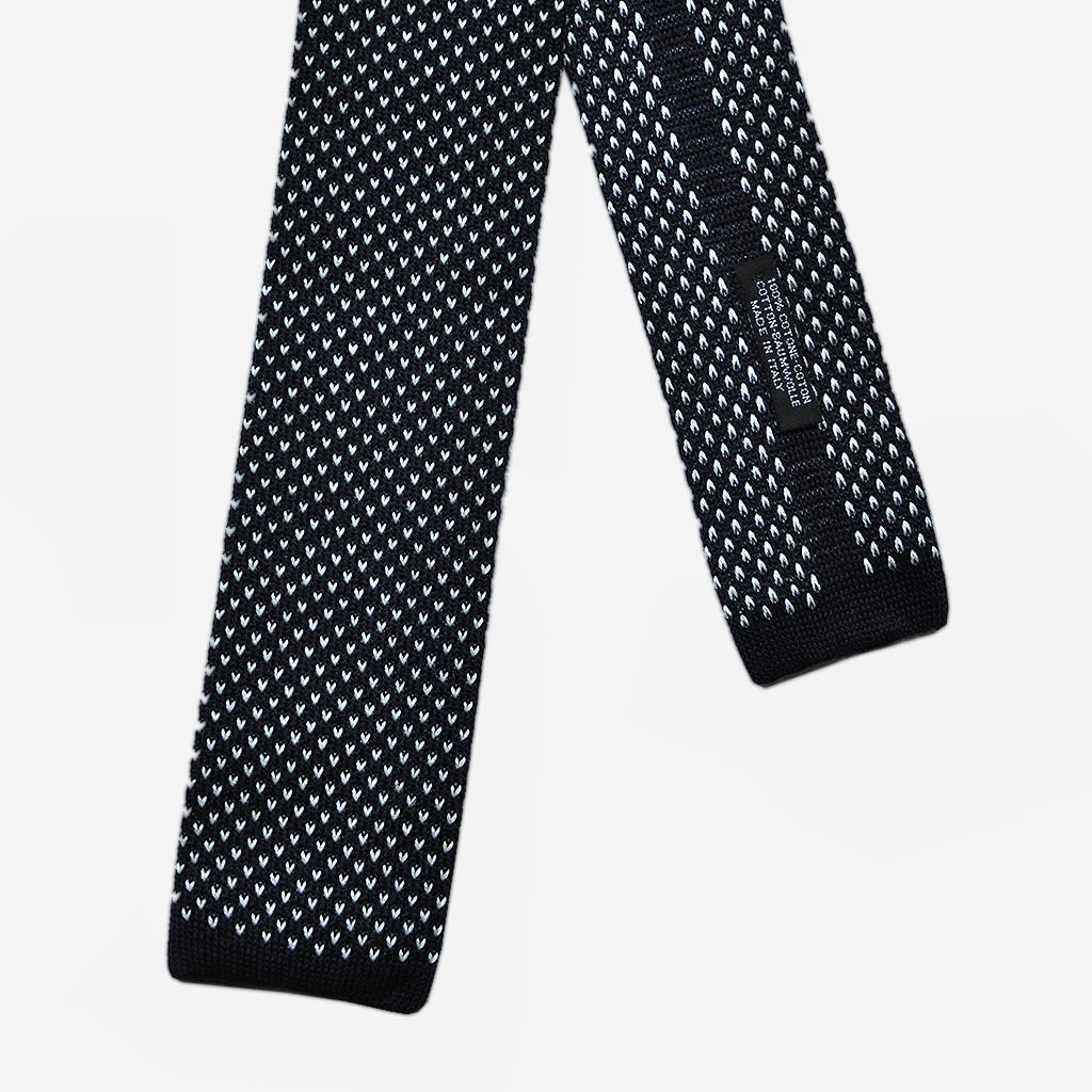 Speckle Silk Knitted Tie in Navy & White