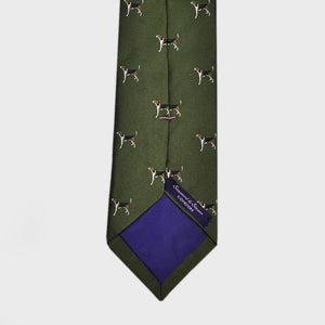 English Woven Silk Dog Repeat Tie in Dark Olive