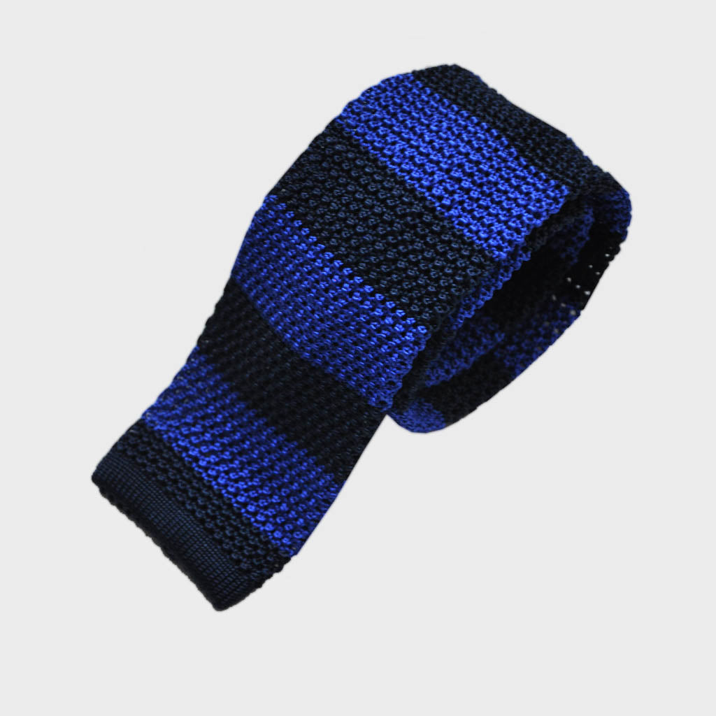 Royal Blue Stripe Silk Knitted Tie