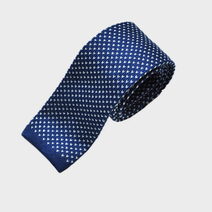 Speckle Silk Knitted Tie in Blue & White