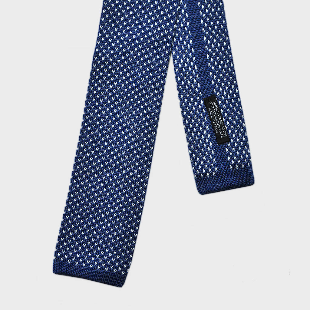 Speckle Silk Knitted Tie in Blue & White