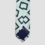 English Woven Silk Funky Geo's Tie in White & Blue