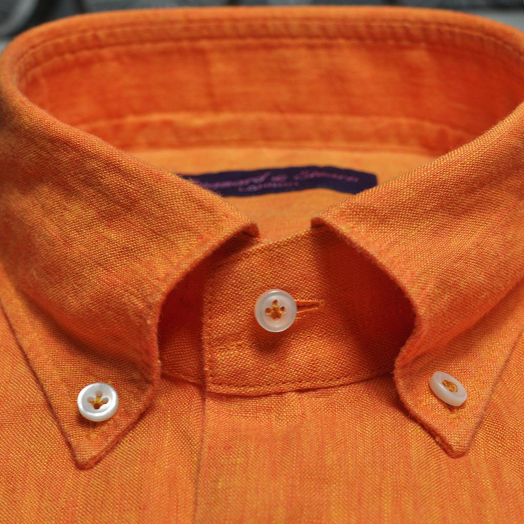 Linen Button Down Shirt in Orange