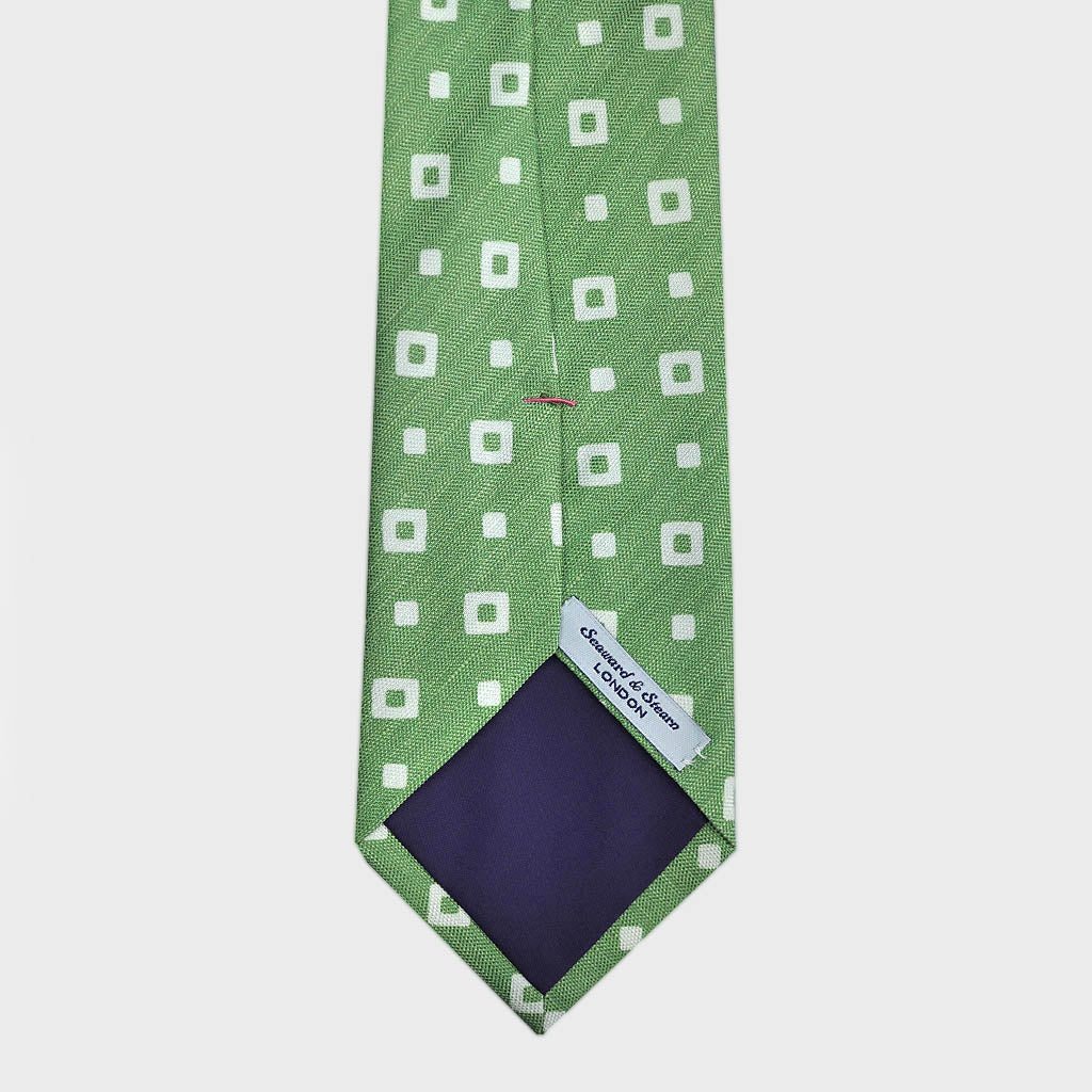 Square Shapes Silk & Linen Tie in Lime