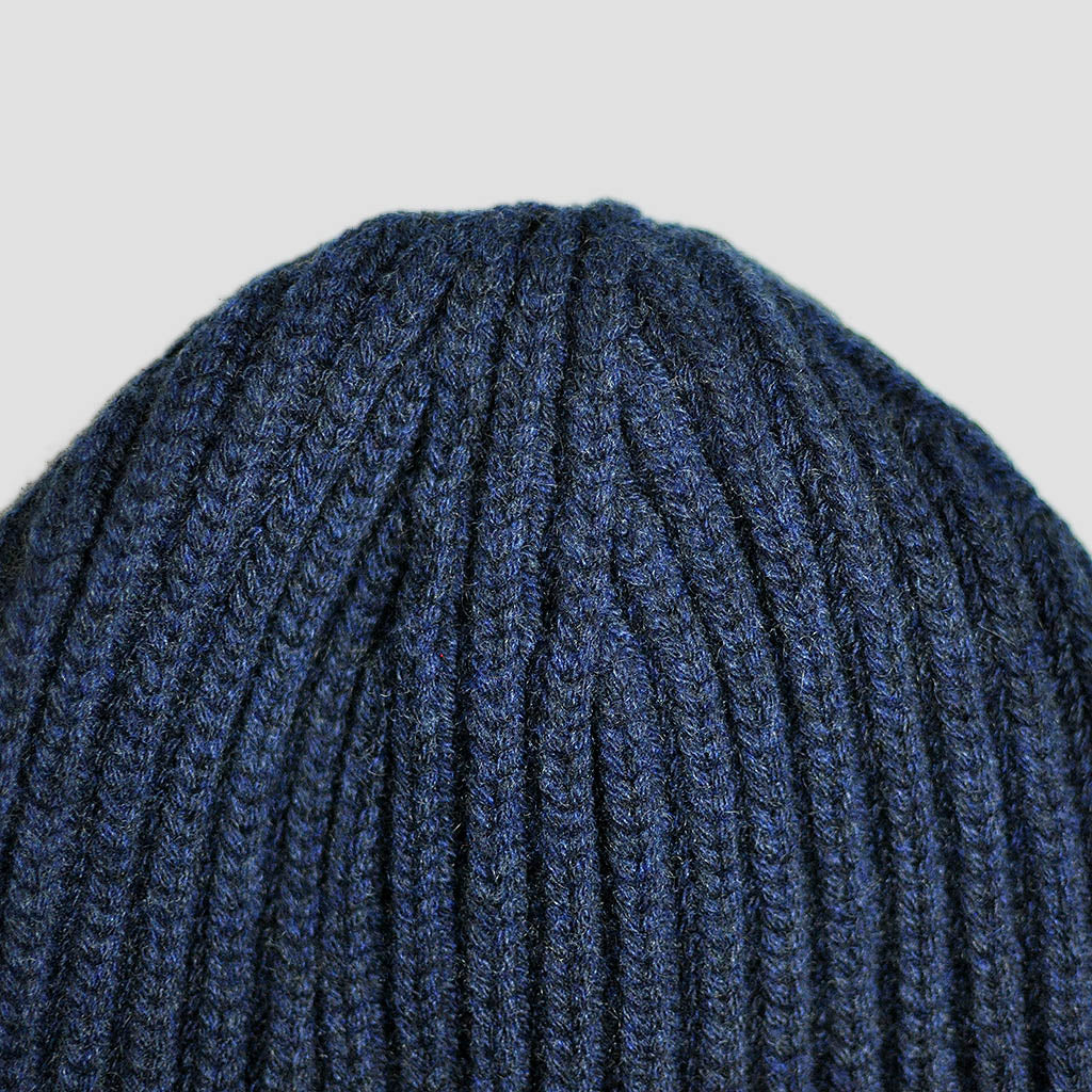 Four Ply Cashmere Winter Beanie in Blue & Grey