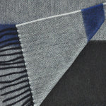 Herring Bone Colour Bands Wool Scarf in Grey, Brown & Blue