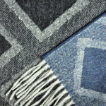 Herring Bone and Geo's Wool Winter Scarf in Grey & Blue