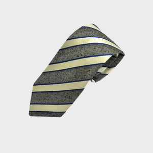 English Silk Textured Stripes Tie in Grey & White