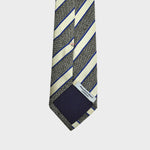 English Silk Textured Stripes Tie in Grey & White